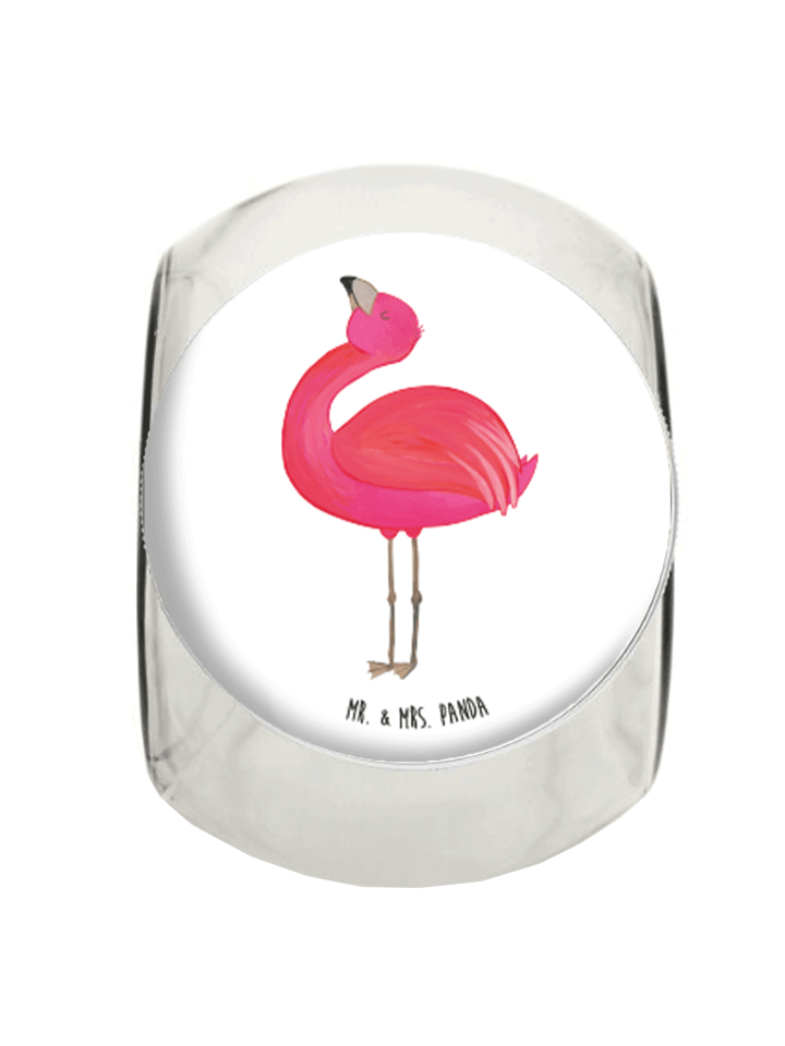 Bonbonglas Flamingo Stolz ohne Spruch in Weiß
