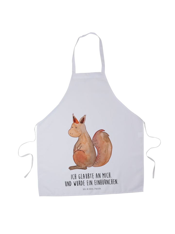 Grillschürze Einhorn Glauben mit Spruch in Weiß