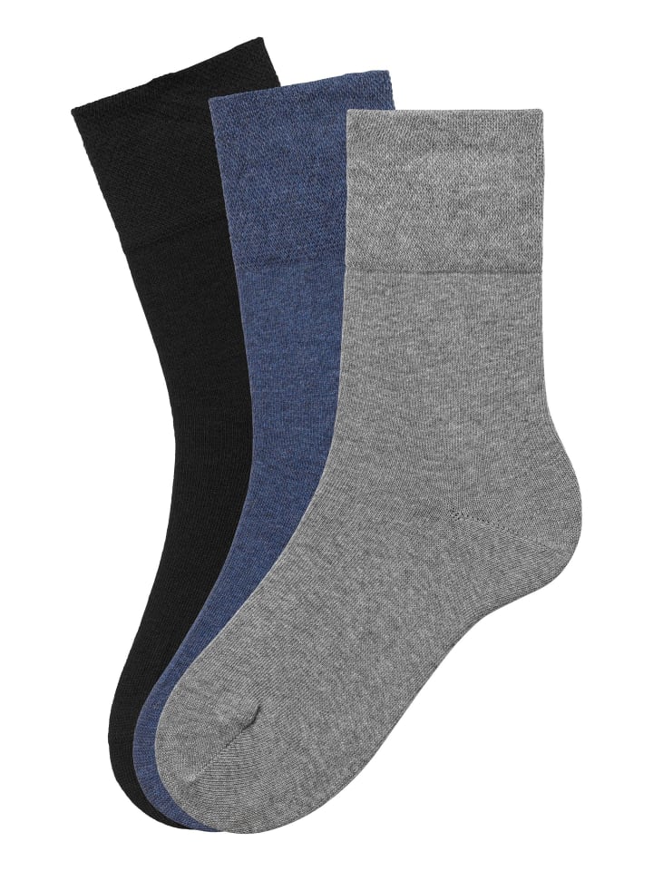 Socken in 1x jeans, 1x schwarz, 1x grau-meliert