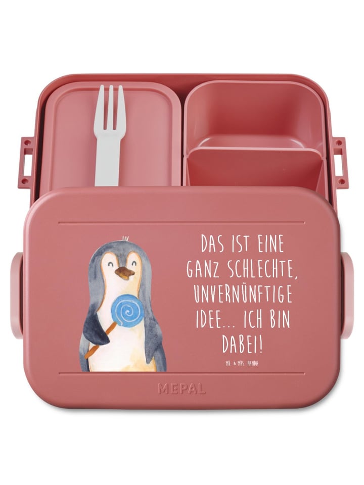 Bento Box Pinguin Lolli Motiv mit Spruch in Rot Pastell