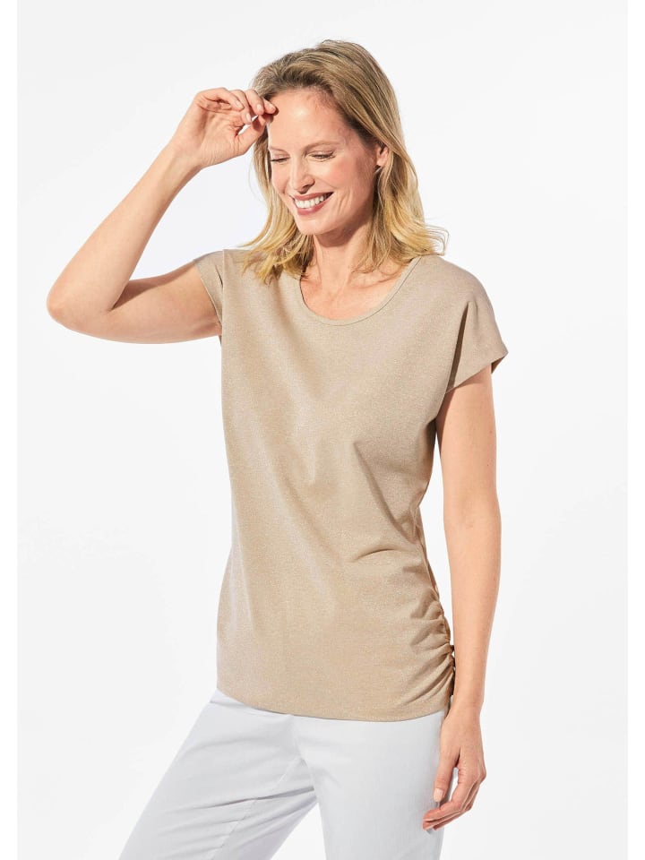 Elegantes Viskoseshirt mit Rundhals in goldfarben