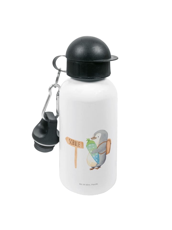 Wasserflasche Pinguin Schultüte ohne Spruch in Weiß