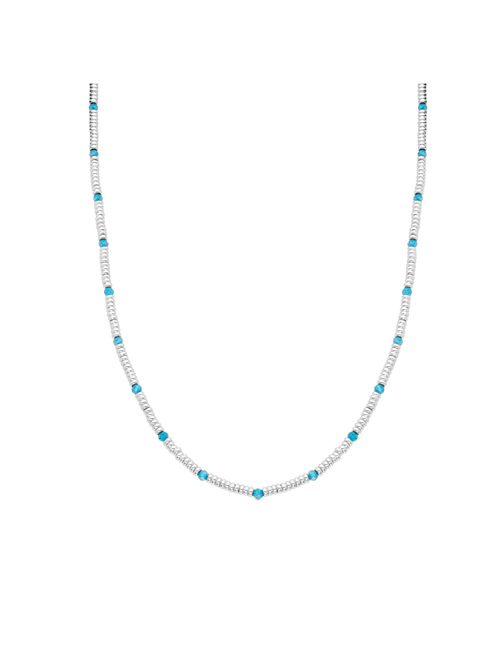 Halskette aus 925er Sterlingsilber mit Aquamarin-Zirkonia, Rhodium-Finish – Deli