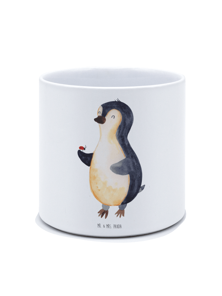 Pflanzkübel Pinguin Marienkäfer ohne Spruch in Weiß