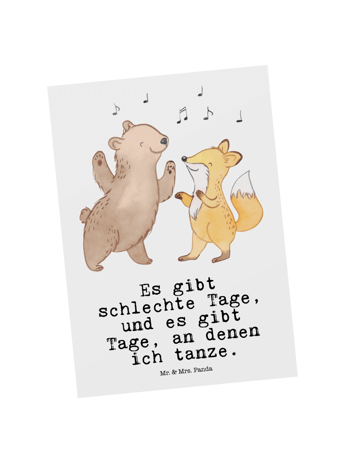 Postkarte Hase Tanzen mit Spruch in Weiß