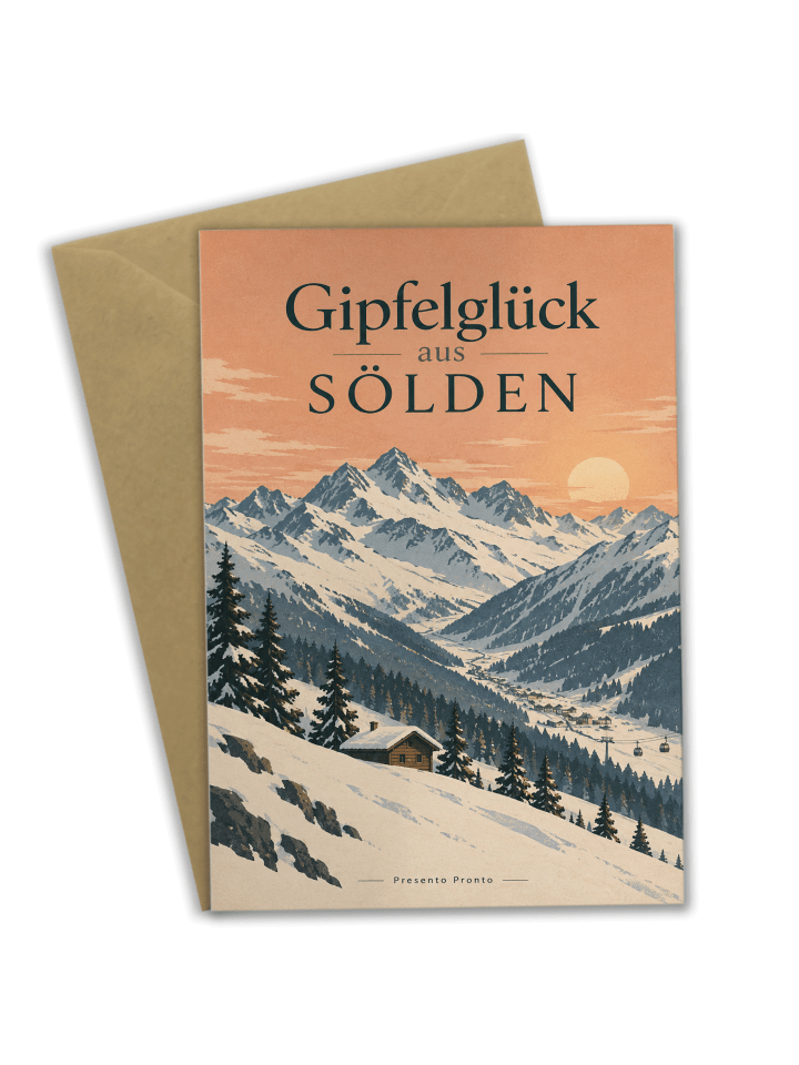Glückwunschkarte Berg alpin Design mit Spruch in Weiß