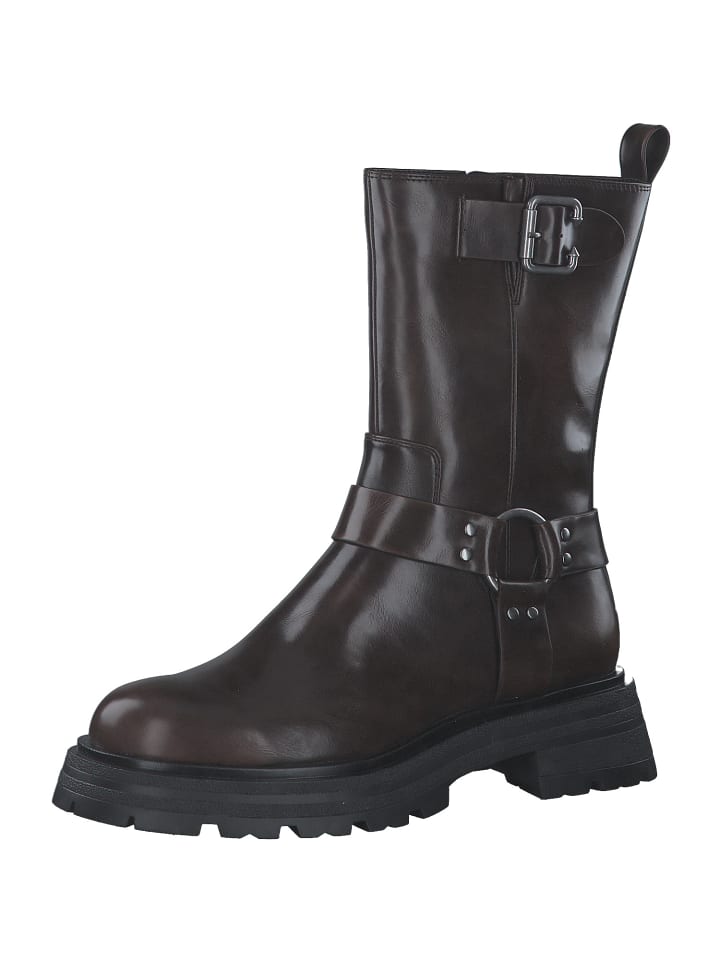 Reißverschlussstiefelette in dunkelbraun