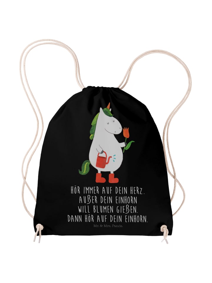 Jutebeutel Einhorn Gärtner mit Spruch in Schwarz