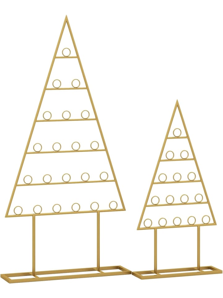 2er Set Weihnachtsbaum Kartenhalter 76 + 112,5 cm in Gold