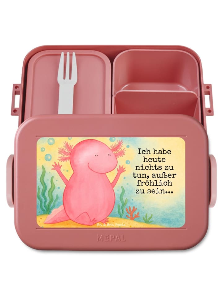 Essensbox Axolotl Hurra Design mit Spruch in Rot Pastell