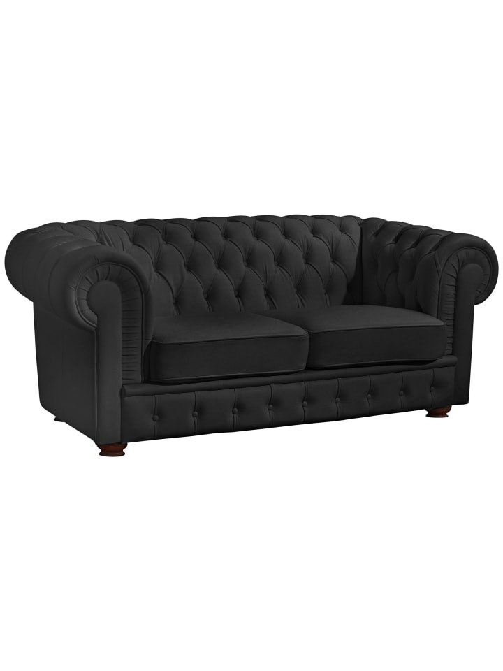 SOFA 2-Sitzer Kalea Bezug Kunstleder Buche nussbaum dunkel / schwarz