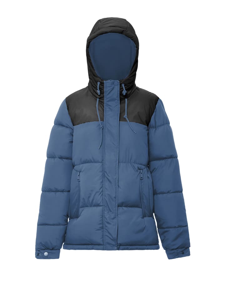 Damen Wattierte Steppjacke in Dunkelblaugrün Schwarz