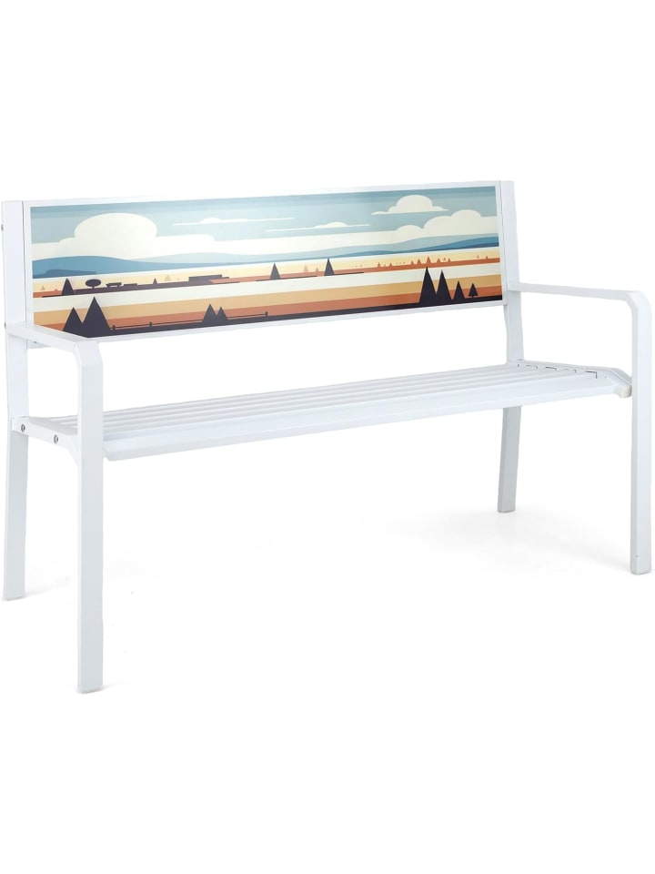 Gartenbank Metall 128x53x81,5cm in Weiß