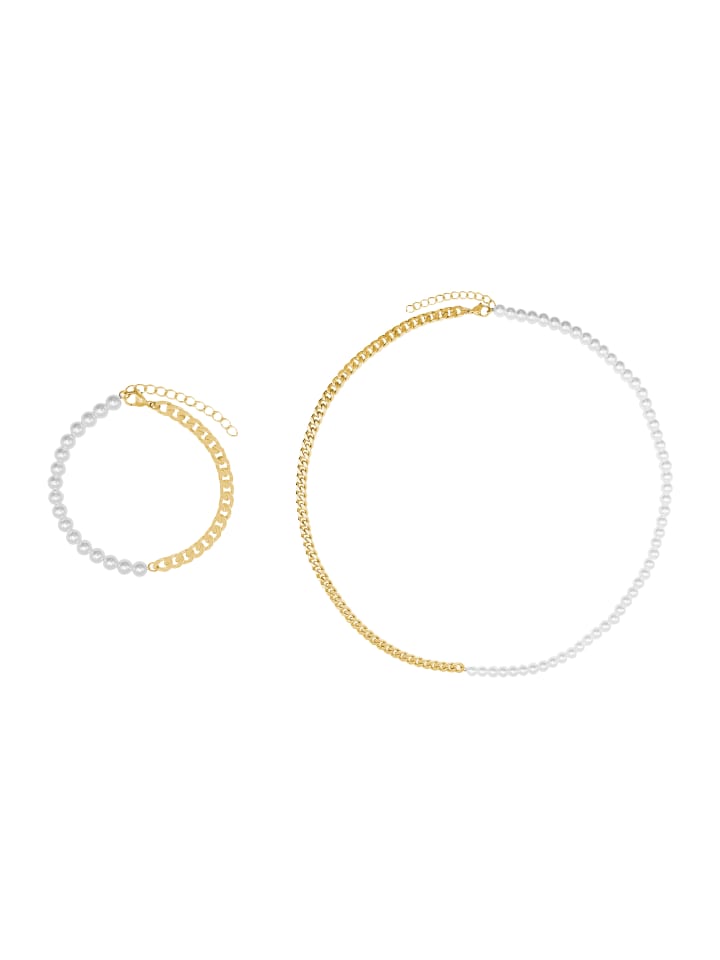 Schmuckset Herren mit Halskette und Armband Set Jeremy goldfarben in goldfarben