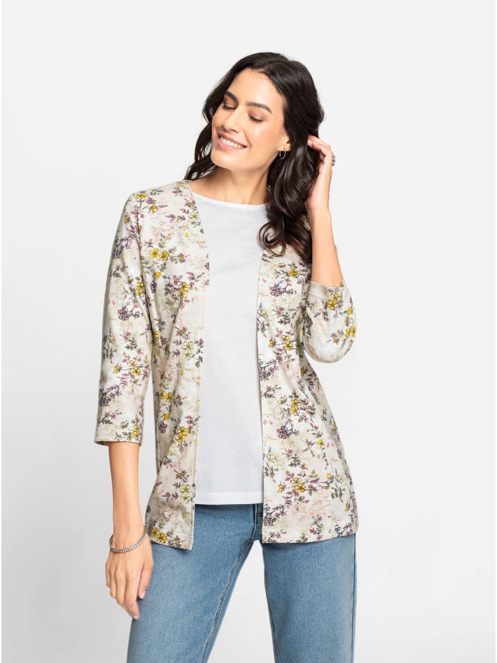 Shirtjacke in champagner-bedruckt