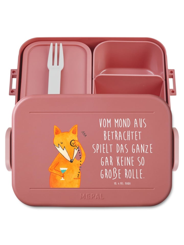 Bentobox Fuchs Lord Motiv mit Spruch in Rot Pastell