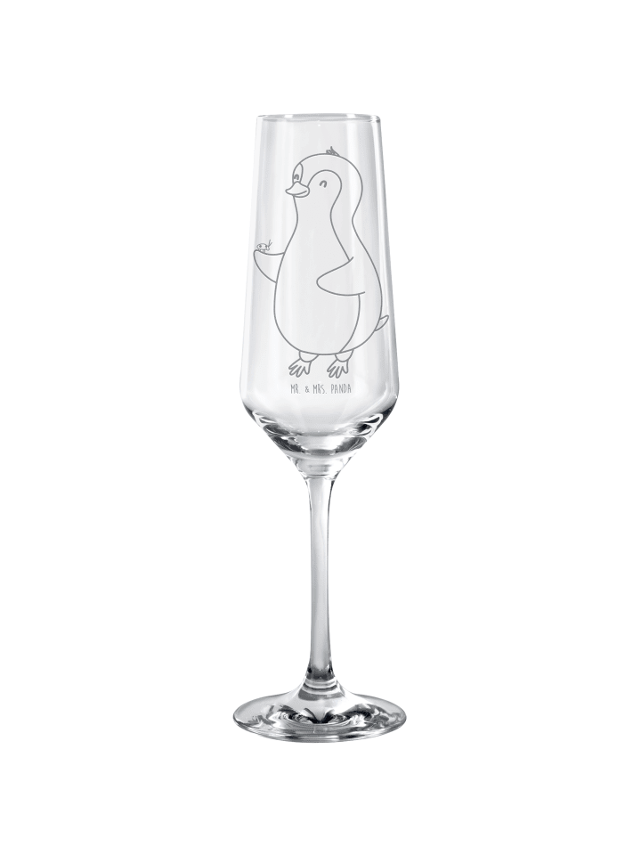 Sektglas Pinguin Marienkäfer ohne Spruch in Transparent