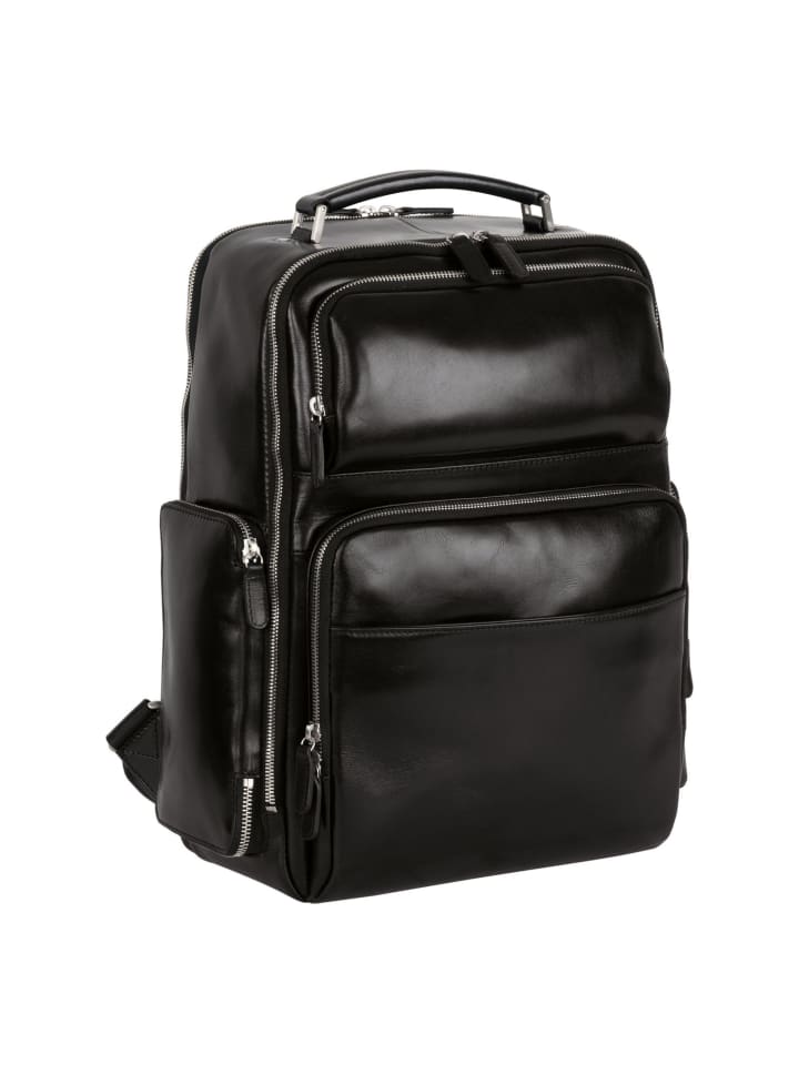 Cambridge Rucksack Leder 42 cm Laptopfach schwarz
