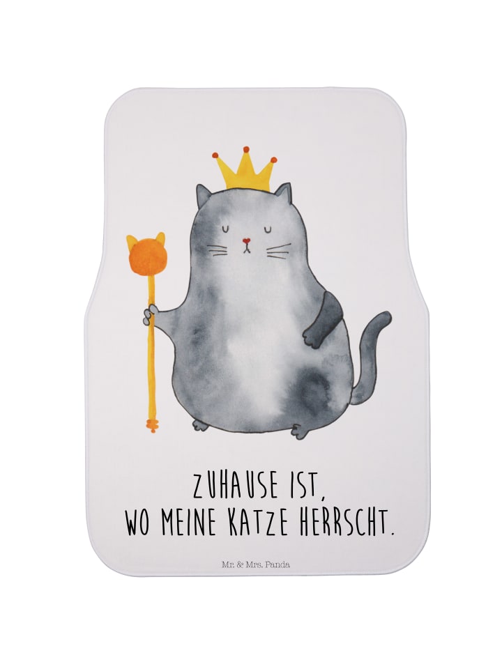 Auto-Fußmatte Katze König mit Spruch in Weiß