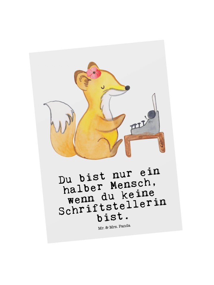 Grußkarte Schriftstellerin Herz mit Spruch in Weiß