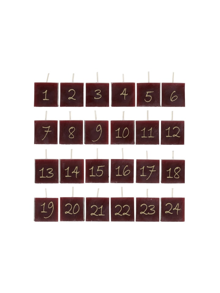 Adventskalender Kerzen 24 Stück in rot