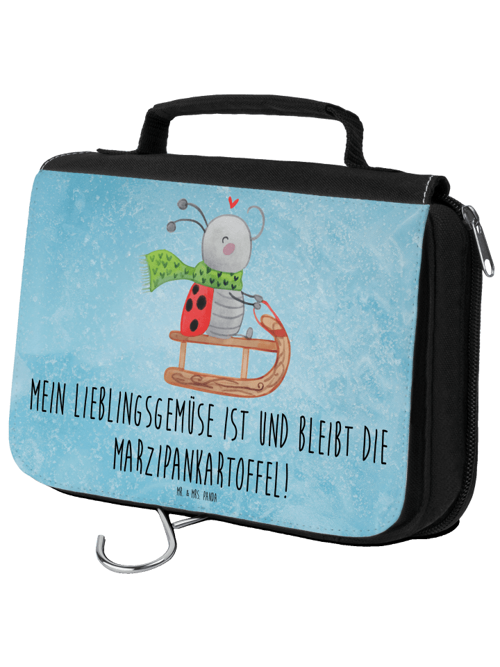 Schminktasche Smörle Rodeln mit Spruch in Eisblau