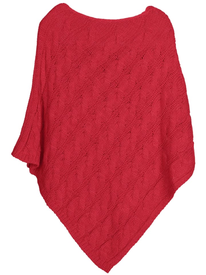 Strick Poncho in Rot