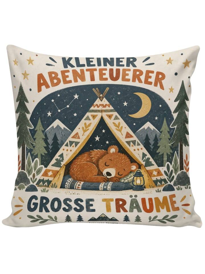 Kopfkissen Bär gemütlich Design mit Spruch in Weiß