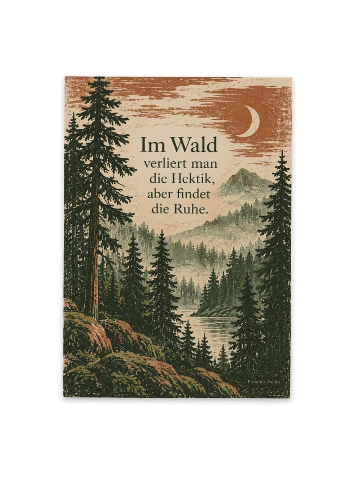 Ansichtskarte Wald achtMensch Design mit Spruch in Weiß