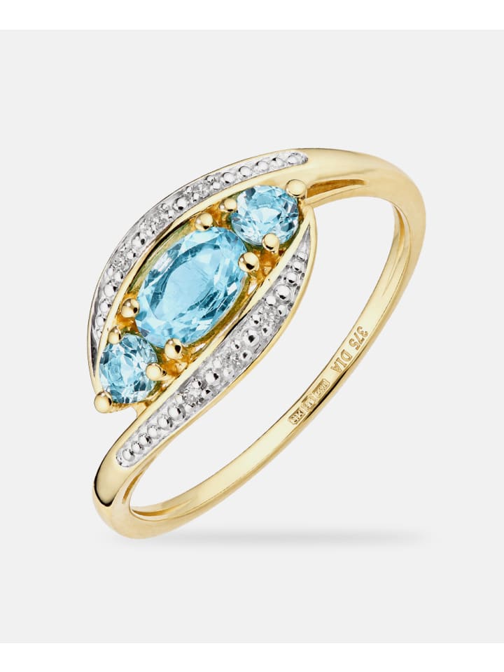 Ring, mit Blautopas, 375 Gelbgold