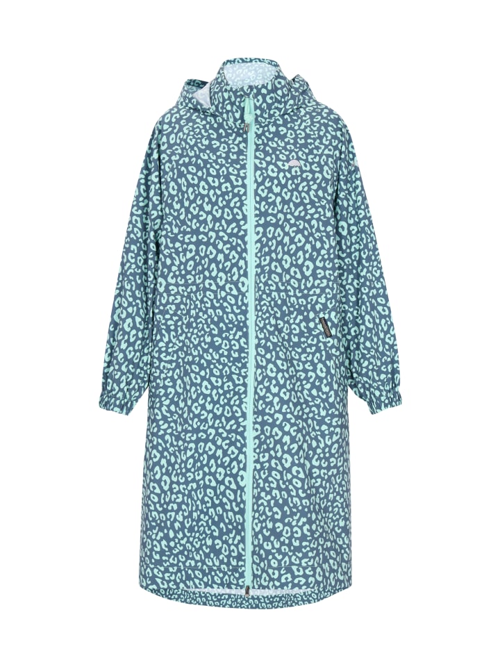 Women Coat in aqua navy leo