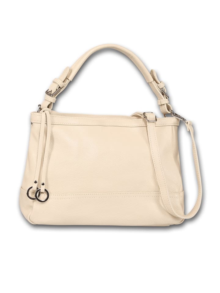 Leder Schultertasche Toscanto Tasche beige ca. 38cm
