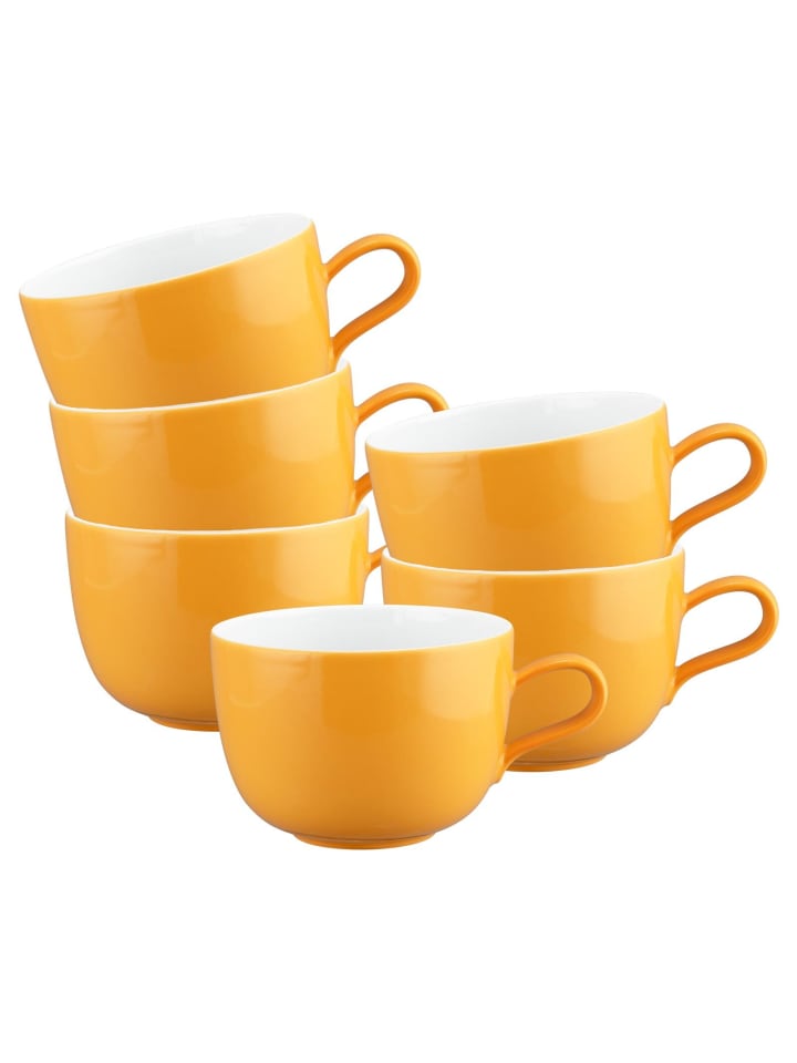 6er Set Milchkaffeetassen Liberty Pure Colors in 380 ml in Mango Orange