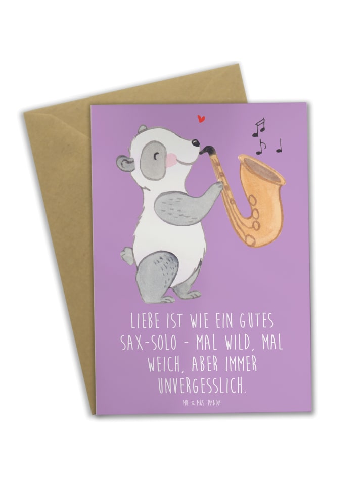 Grußkarte Saxophon Liebe mit Spruch in Lavendeltraum