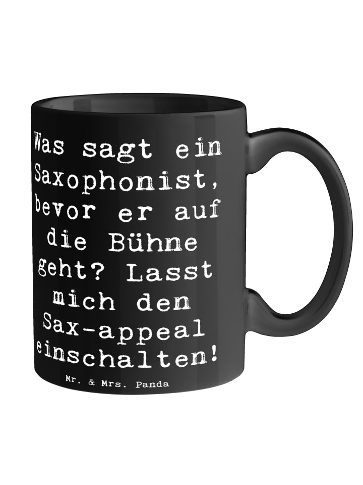 Tasse Magischer Saxophon-Charme mit Spruch in Schwarz