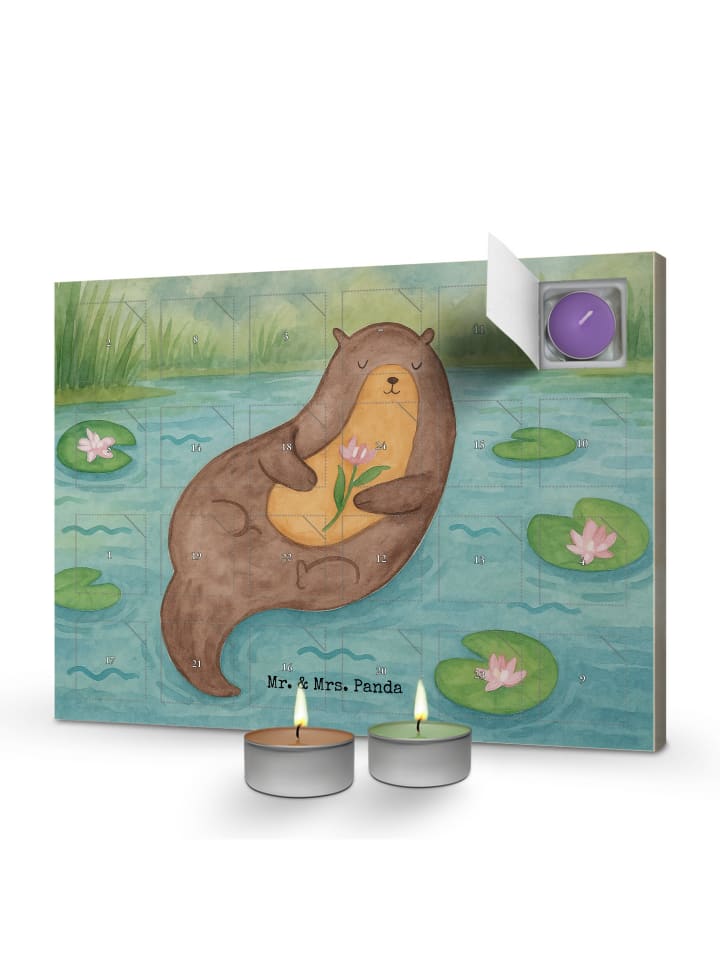 Adventskalender Otter Seerose Design ohne Spruch in Weiß