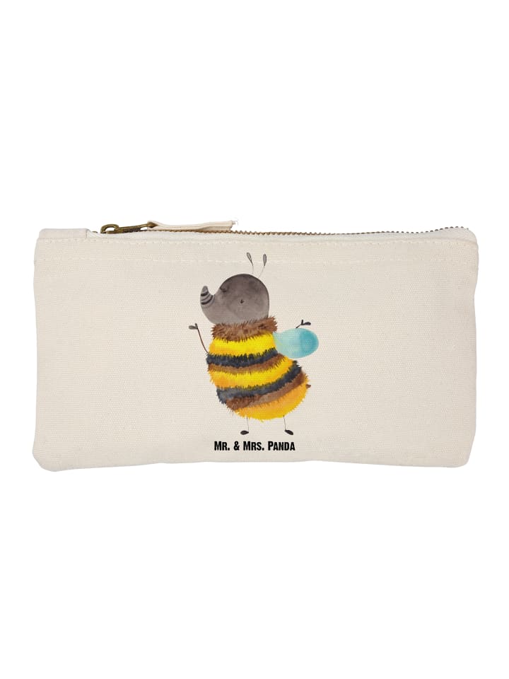 Federmäppchen Hummel flauschig ohne Spruch in Weiß