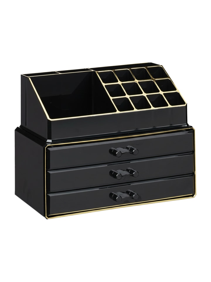 2x Makeup-Organizer in Schwarz/ Gold