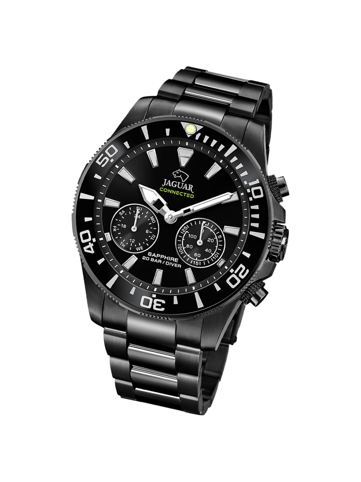 Multifunktion-Armbanduhr Jaguar Connected schwarz extra groß (ca. 45,7mm)