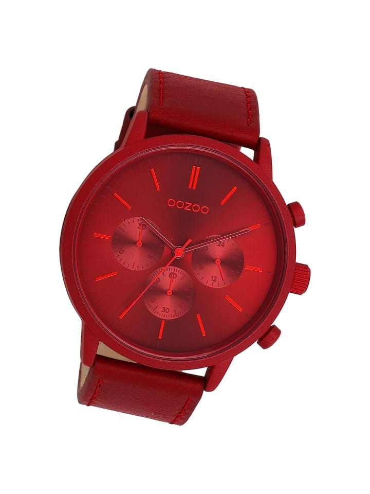 Analog-Armbanduhr Oozoo Timepieces rot extra groß (ca. 50mm)