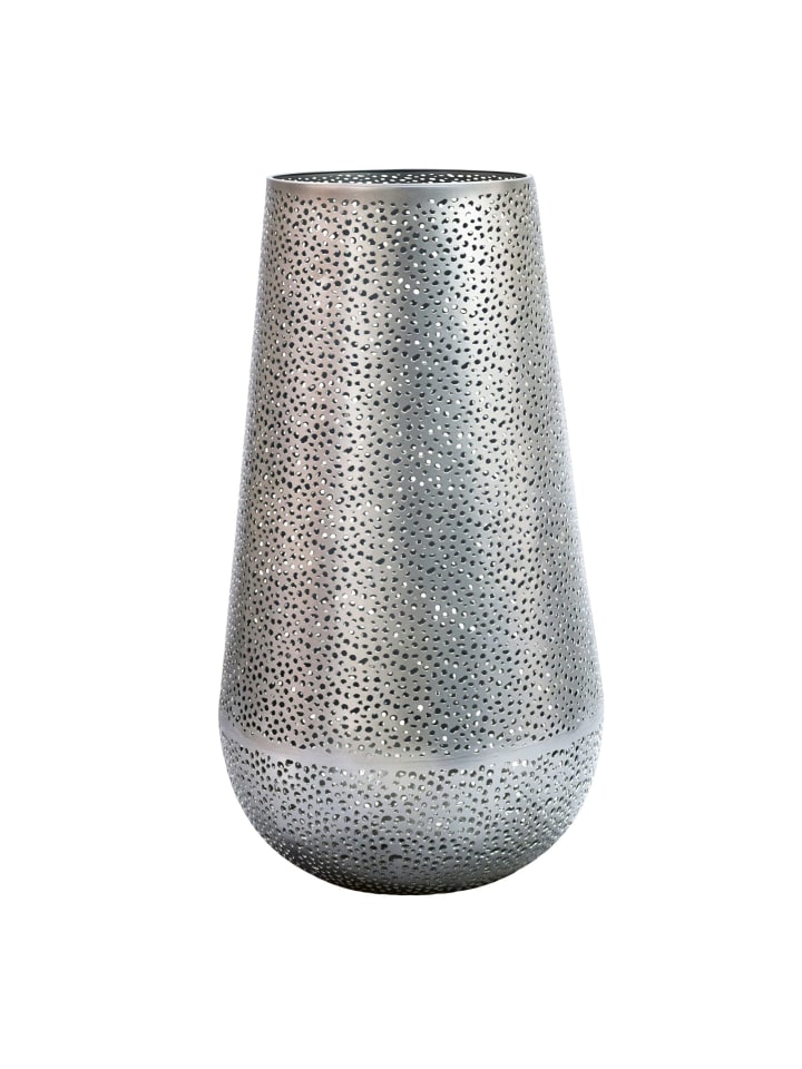 Vase in Silber / Metall / 25x25x47