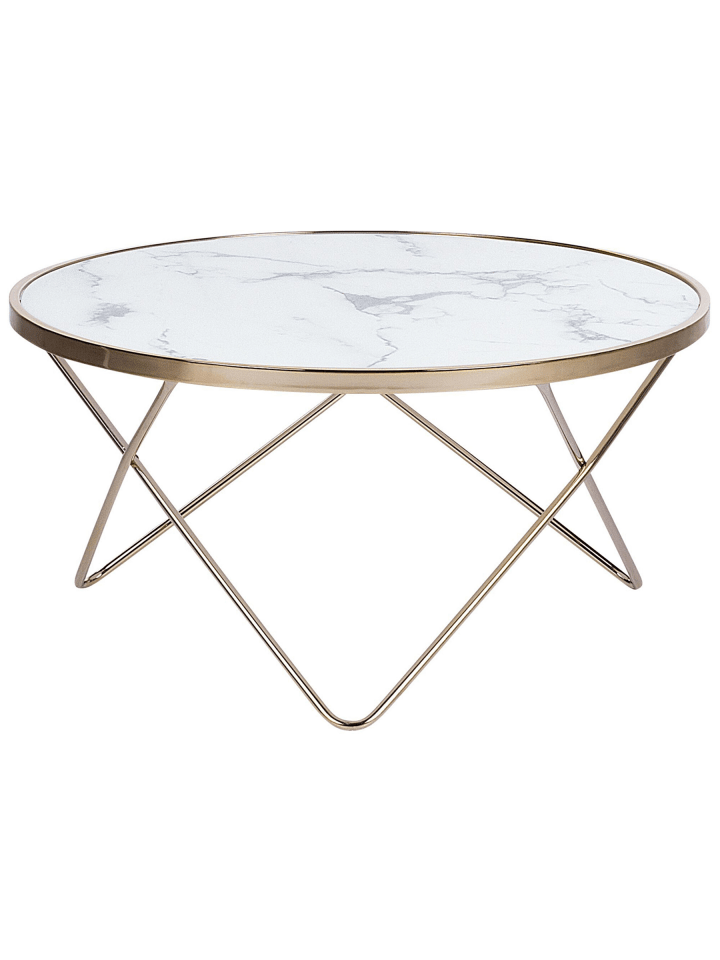 Couchtisch MERIDIAN in Weiß/Gold - (W) 80 x (H) 40 x (L) 80 cm