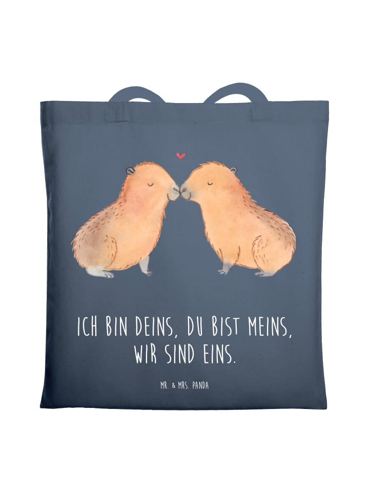 Shopping Tasche Capybara Liebe mit Spruch in Indigo Blue