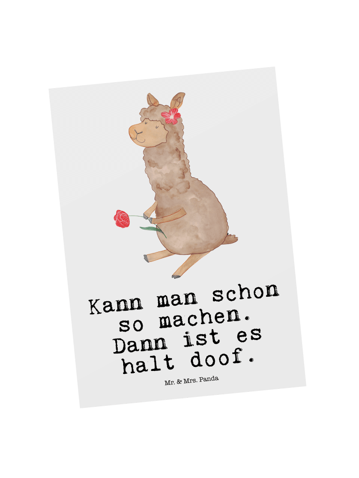 Postkarte Alpaka Blume mit Spruch in Weiß