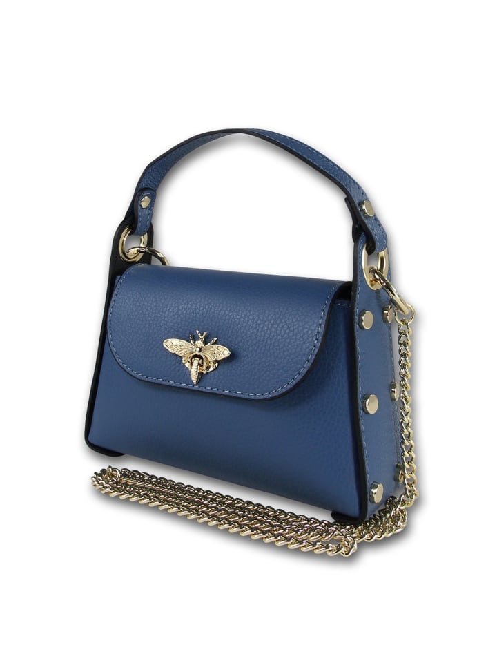 Leder Umhängetasche Toscanto Tasche blau ca. 19cm