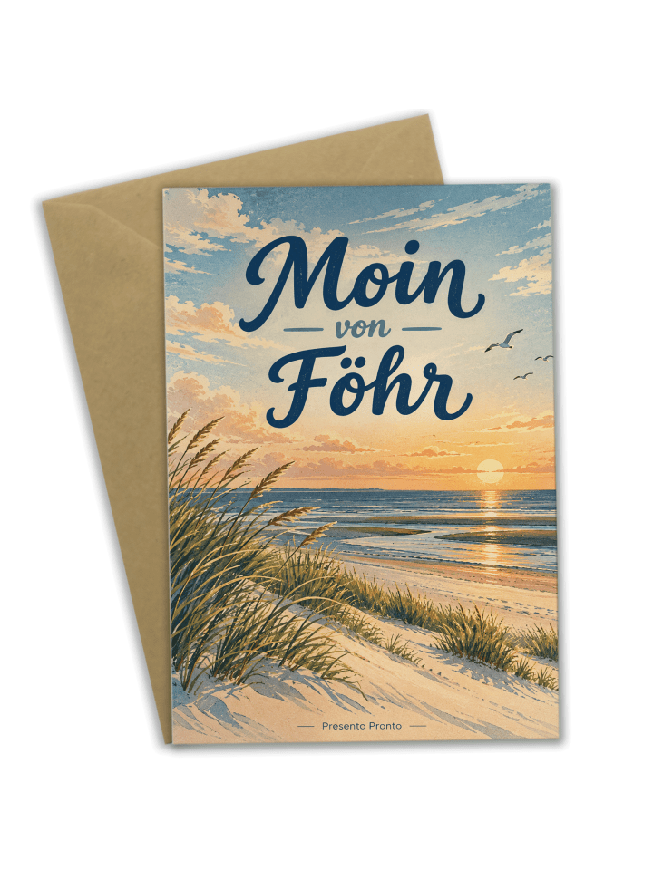 Grußkarte Insel nostalgisch Design mit Spruch in Weiß