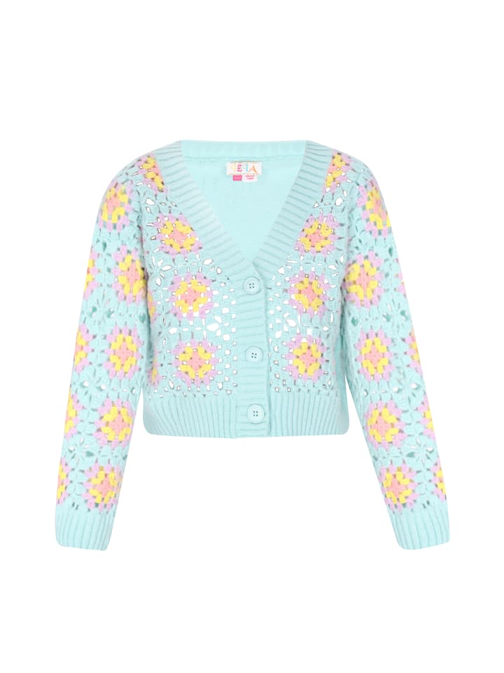 Women Cardigan in turquoise multicolor