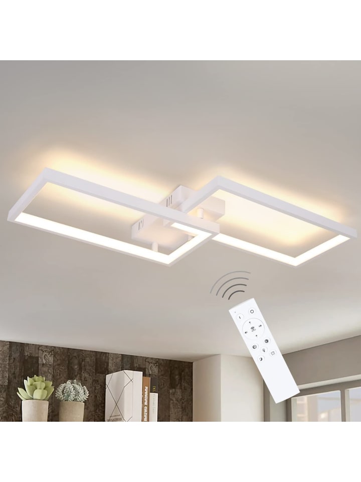 LED Deckenleuchte in Weiß Dimmbar 40W Wohnzimmerlampe aus Metall Modern