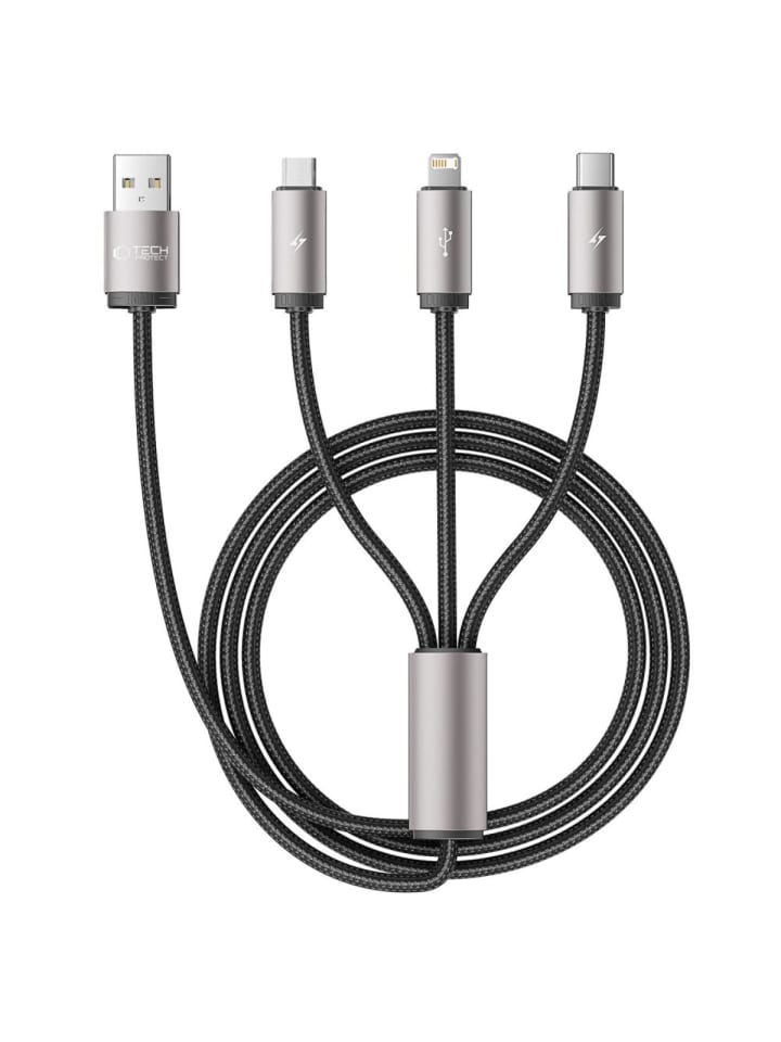 Tech-Protect UltraBoost 3in1 USB-A Kabel 1 m Grau in Grau