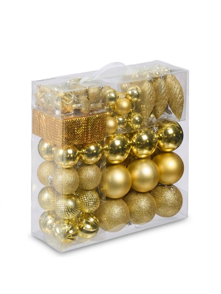 110-tlg. Weihnachtskugeln Set in Gold